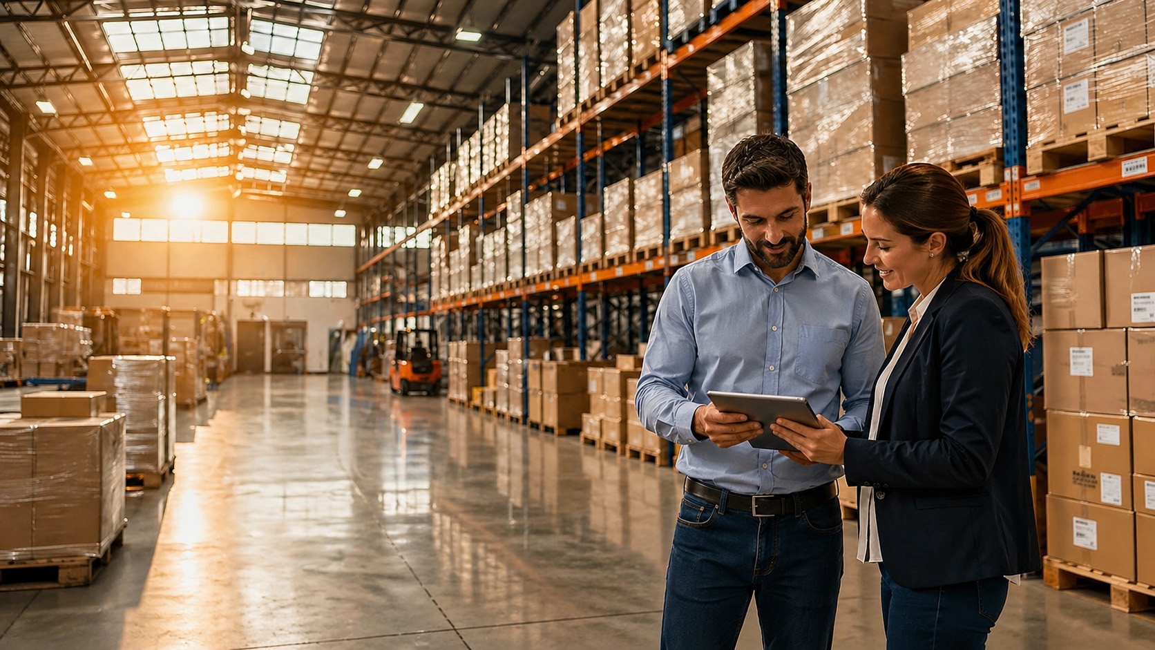 Consumer electronics stock on warehouse racking